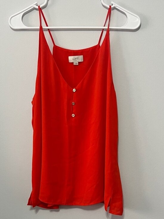 Tops - Bright Red Camisole with Button Detail